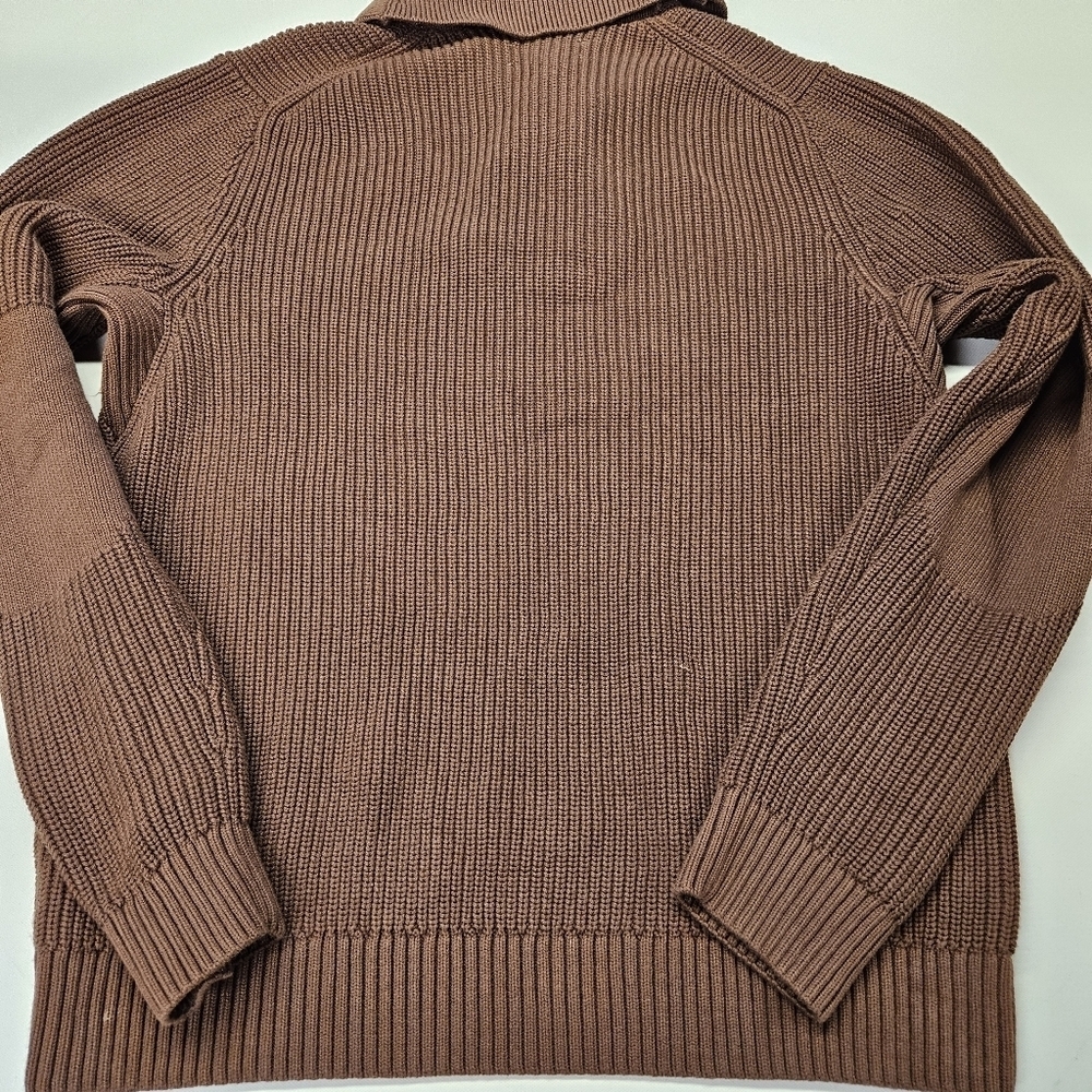 Duluth Men Large High Neck Infantry Sweater Brown Shawl Thick Cotton Knit - Picture 6 of 6